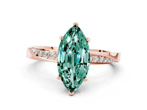Rose gold Marquise Cut Green Sapphire Engagement Ring with Side Stone Accents and Four-Prong Setting_27