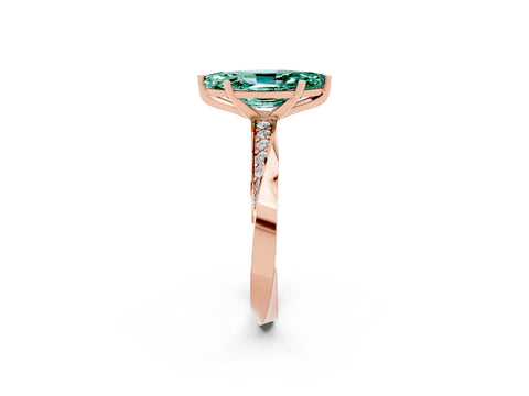 Rose gold Marquise Cut Green Sapphire Engagement Ring with Side Stone Accents and Four-Prong Setting_29