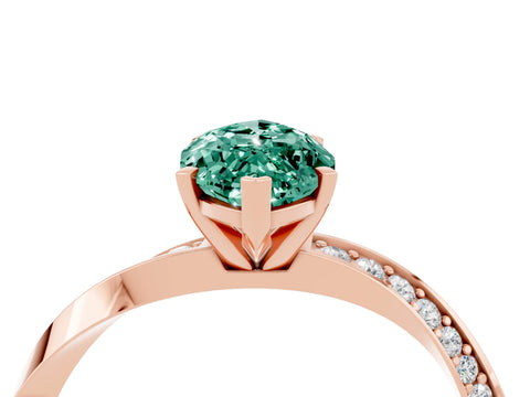 Rose gold Marquise Cut Green Sapphire Engagement Ring with Side Stone Accents and Four-Prong Setting_31