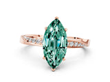 Rose gold Marquise Cut Green Sapphire Engagement Ring with Side Stone Accents and Four-Prong Setting_60