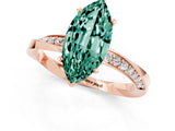 Rose gold Marquise Cut Green Sapphire Engagement Ring with Side Stone Accents and Four-Prong Setting_61