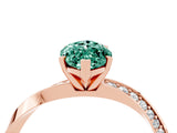 Rose gold Marquise Cut Green Sapphire Engagement Ring with Side Stone Accents and Four-Prong Setting_64