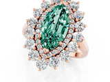Rose gold Marquise Cut Green Sapphire Floral Double Halo Engagement Ring with Prong Setting_61