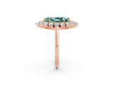 Rose gold Marquise Cut Green Sapphire Floral Double Halo Engagement Ring with Prong Setting_62