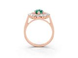 Rose gold Marquise Cut Green Sapphire Floral Double Halo Engagement Ring with Prong Setting_63