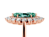 Rose gold Marquise Cut Green Sapphire Floral Double Halo Engagement Ring with Prong Setting_65
