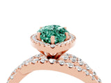 Rose gold Marquise Cut Green Sapphire Halo Ring with Round Split Shank and Prong Setting_64