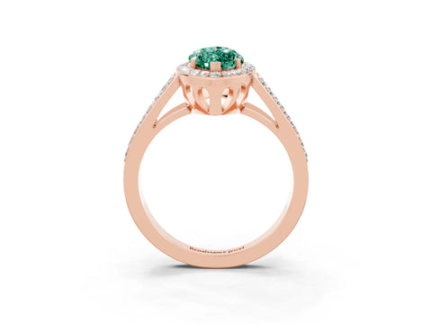 Rose gold Marquise Cut Green Sapphire Halo Ring with Split Shank U-Prong Band and Four-Prong Setting_3