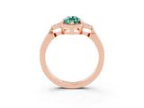 Rose gold Marquise Cut Green Sapphire Halo Ring with Tapered Band and Four-Prong Setting_3