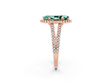 Rose gold Marquise Cut Green Sapphire Halo Split Shank Engagement Ring_14