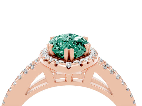 Rose gold Marquise Cut Green Sapphire Halo Split Shank Engagement Ring_16