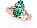 Rose gold Marquise Cut Green Sapphire  Halo Twist Band Solitaire Prong Setting Ring_25