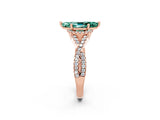 Rose gold Marquise Cut Green Sapphire  Halo Twist Band Solitaire Prong Setting Ring_26