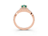 Rose gold Marquise Cut Green Sapphire  Halo Twist Band Solitaire Prong Setting Ring_27