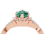 Rose gold Marquise Cut Green Sapphire  Halo Twist Band Solitaire Prong Setting Ring_28