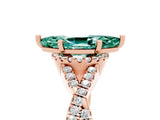 Rose gold Marquise Cut Green Sapphire  Halo Twist Band Solitaire Prong Setting Ring_29