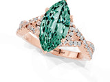 Rose gold Marquise Cut Green Sapphire  Halo Twist Band Solitaire Prong Setting Ring_43