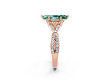 Rose gold Marquise Cut Green Sapphire  Halo Twist Band Solitaire Prong Setting Ring_44