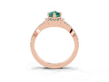 Rose gold Marquise Cut Green Sapphire  Halo Twist Band Solitaire Prong Setting Ring_45