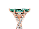 Rose gold Marquise Cut Green Sapphire  Halo Twist Band Solitaire Prong Setting Ring_47