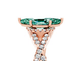 Rose gold Marquise Cut Green Sapphire Halo Twist Band Solitaire Prong Setting Ring_5