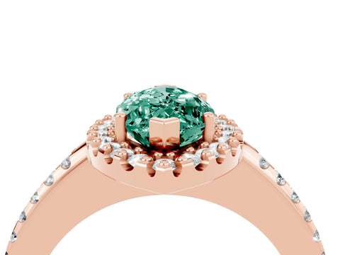 Rose gold Marquise Cut Green Sapphire Pavé Halo Ring with Four-Prong Setting_16