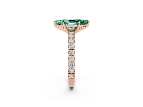 Rose gold Marquise Cut Green Sapphire Pavé Solitaire Engagement Ring with Four-Prong Setting_14