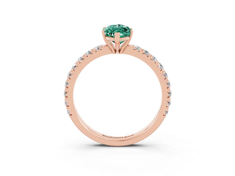 Rose gold Marquise Cut Green Sapphire Pavé Solitaire Engagement Ring with Four-Prong Setting_15