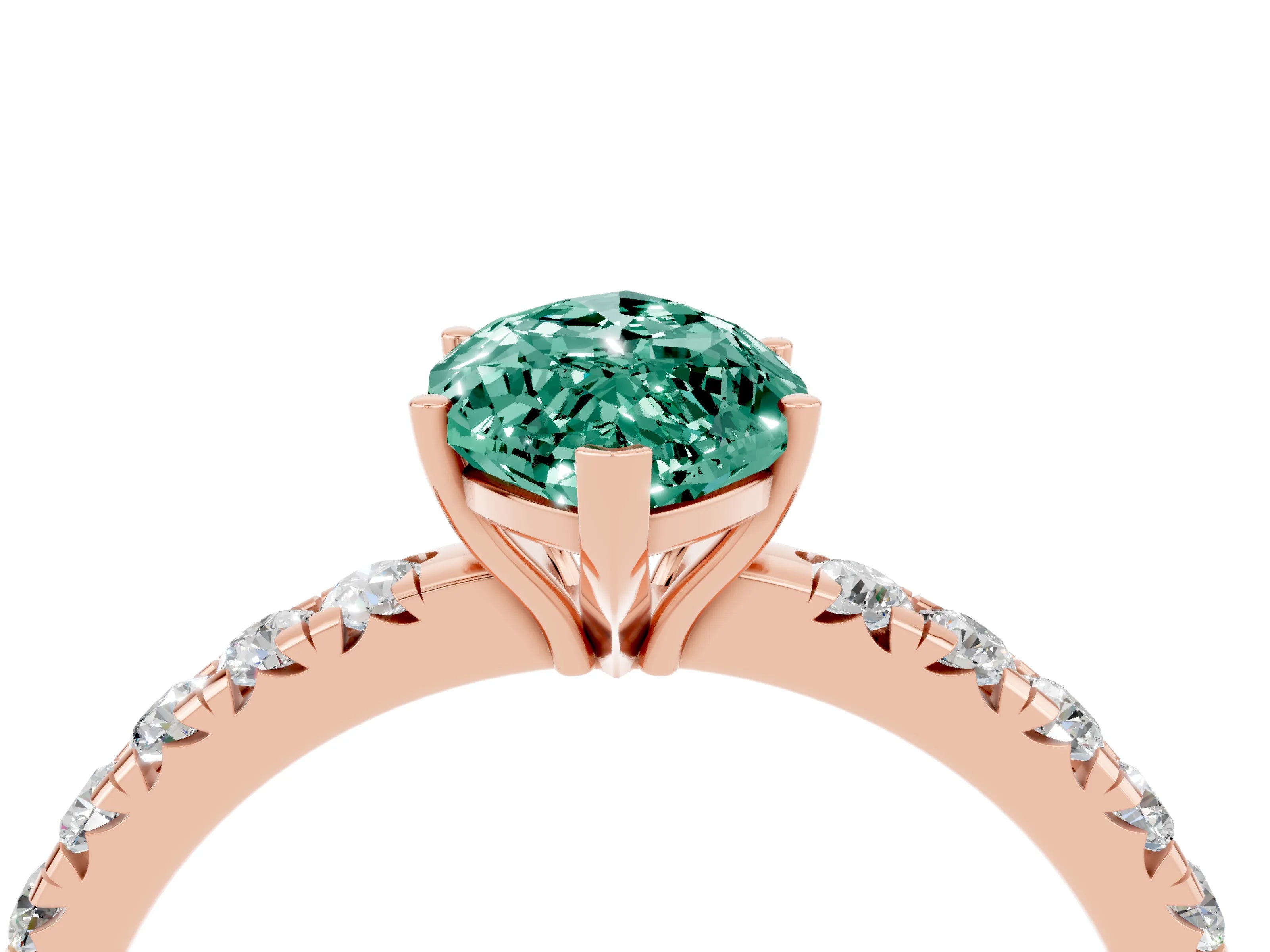 Rose gold Marquise Cut Green Sapphire Pavé Solitaire Engagement Ring with Four-Prong Setting_16
