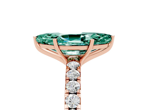 Rose gold Marquise Cut Green Sapphire Pavé Solitaire Engagement Ring with Four-Prong Setting_17