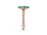 Rose gold Marquise Cut Green Sapphire Pavé Solitaire Ring with Round Band and Prong Setting_26