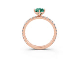 Rose gold Marquise Cut Green Sapphire Pavé Solitaire Ring with Round Band and Prong Setting_27