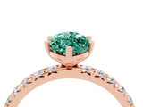 Rose gold Marquise Cut Green Sapphire Pavé Solitaire Ring with Round Band and Prong Setting_28
