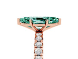 Rose gold Marquise Cut Green Sapphire Pavé Solitaire Ring with Round Band and Prong Setting_29