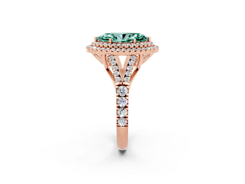 Rose gold Marquise Cut Green Sapphire Pavé Split Shank Double Halo Engagement Ring_2
