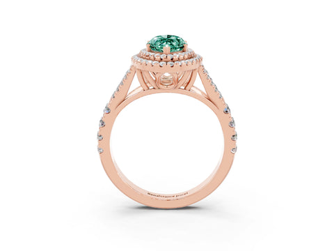 Rose gold Marquise Cut Green Sapphire Pavé Split Shank Double Halo Engagement Ring_3