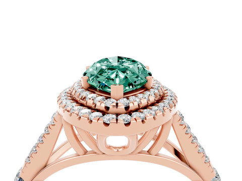 Rose gold Marquise Cut Green Sapphire Pavé Split Shank Double Halo Engagement Ring_4