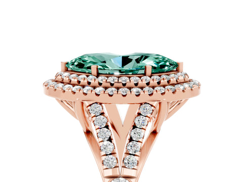 Rose gold Marquise Cut Green Sapphire Pavé Split Shank Double Halo Engagement Ring_5