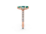 Rose gold Marquise Cut Green Sapphire Pave Band Solitaire Ring with Four-Prong Setting_26