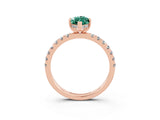 Rose gold Marquise Cut Green Sapphire Pave Band Solitaire Ring with Four-Prong Setting_27