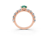 Rose gold Marquise Cut Green Sapphire Prong Setting with Side Stones on a Pave Band_3