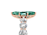 Rose gold Marquise Cut Green Sapphire Prong Setting with Side Stones on a Pave Band_5