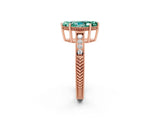 Rose gold Marquise Cut Green Sapphire Ring with Milgrain Pavé Band and Four-Prong Setting_14