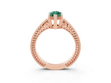 Rose gold Marquise Cut Green Sapphire Ring with Milgrain Pavé Band and Four-Prong Setting_15