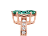 Rose gold Marquise Cut Green Sapphire Ring with Milgrain Pavé Band and Four-Prong Setting_17