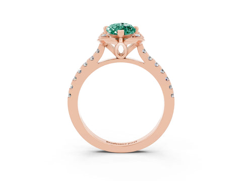 Rose gold Marquise Cut Green Sapphire Ring with Pavé Band and Floral Prong Setting_3
