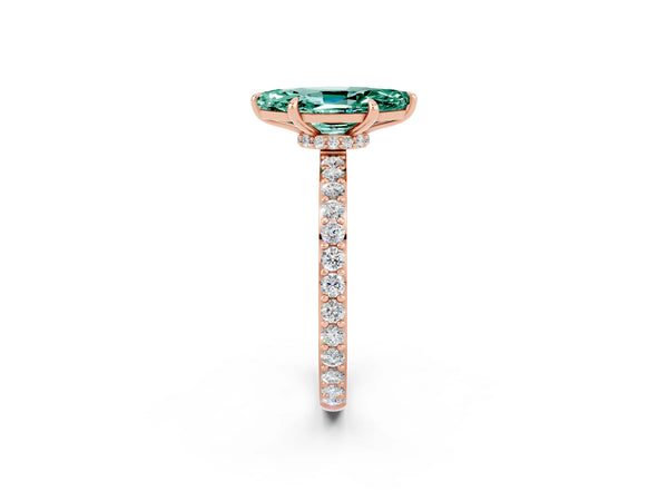 Rose gold Marquise Cut Green Sapphire Pavé Engagement Ring with Round  Accents and Prong Setting