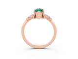 Rose gold Marquise Cut Green Sapphire Ring with Side Stones and Four-Prong Setting_39