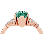 Rose gold Marquise Cut Green Sapphire Ring with Side Stones and Four-Prong Setting_40