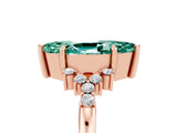 Rose gold Marquise Cut Green Sapphire Ring with Side Stones and Four-Prong Setting_41